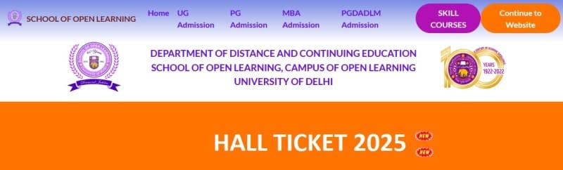 SOL DU Hall Ticket 2025 (May–June Exam)